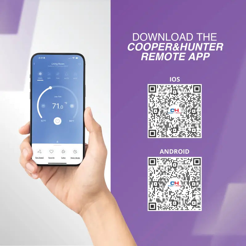 Smartphone using temperature control app for Cooper & Hunter Olivia Series Ductless Mini Split