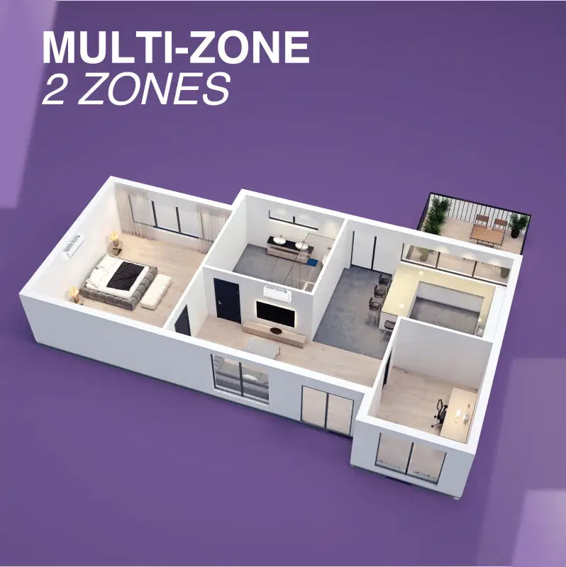 Apartment floor plan for Cooper & Hunter 2 Zone 28000 BTU ductless mini split AC