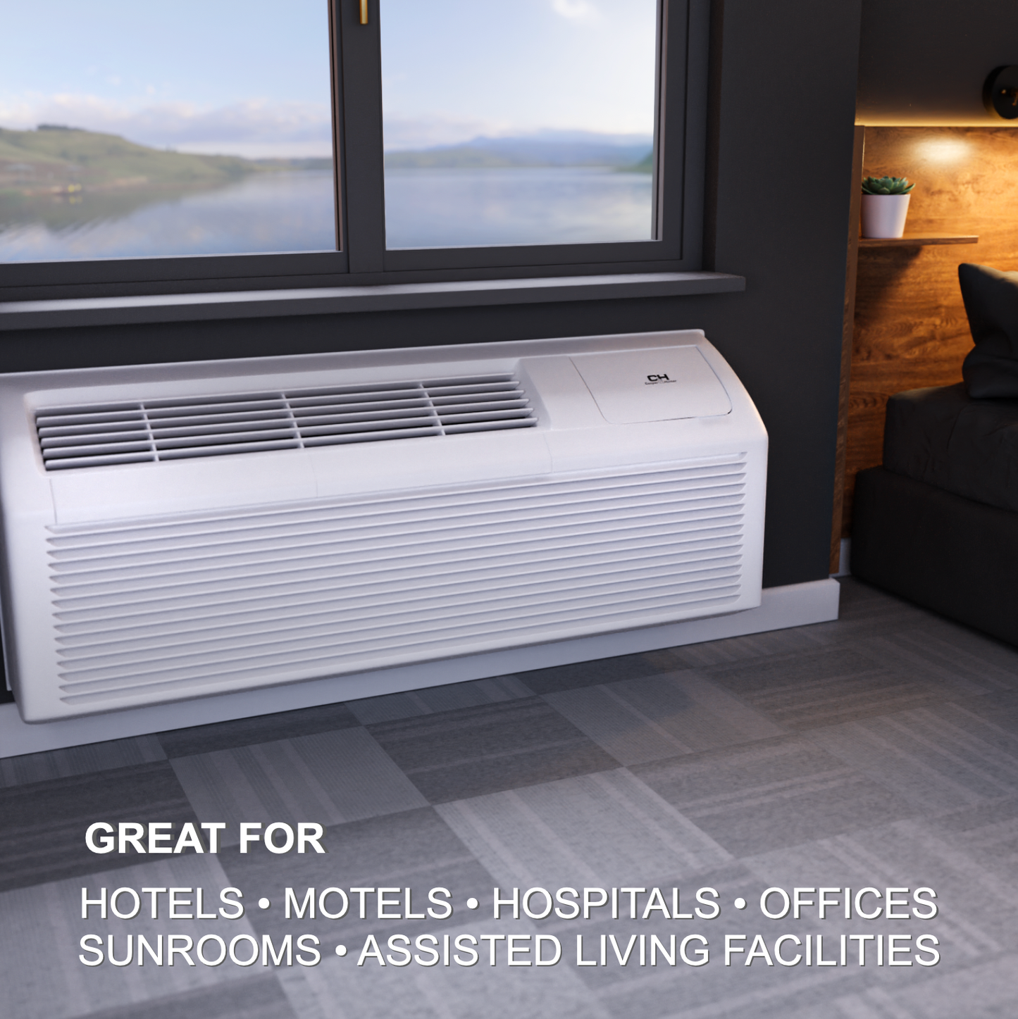 15,000 BTU High Efficiency PTAC Packaged Terminal Air Conditioner With Heat Pump PTHP Heating And Cooling With Electric Cord