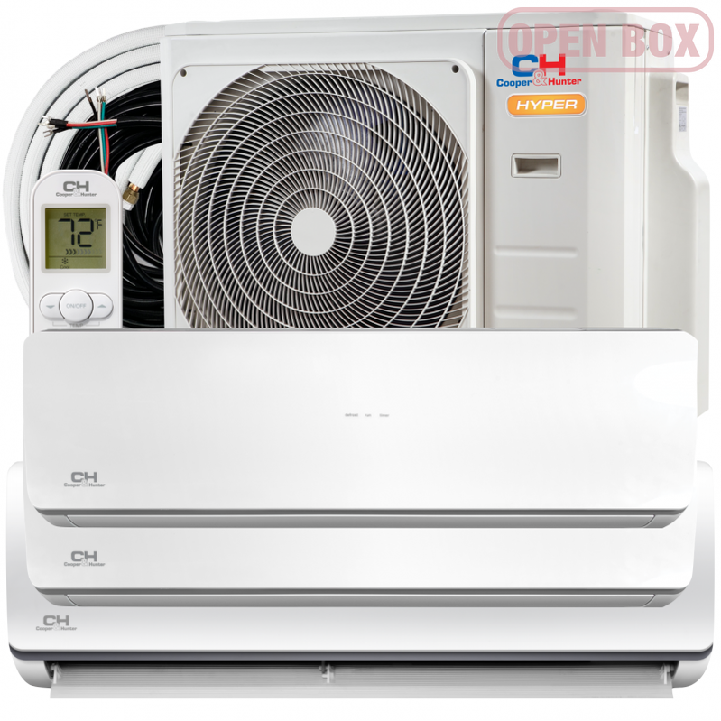 28,000 BTU 3 Zone 12k+12k+12k Hyper Ductless Mini Split with Installation Kits, 22 SEER 2.3 Ton Tri Zone Air Conditioner System Wifi Ready