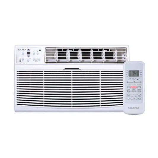 White 115V through-the-wall air conditioner with remote and R32 refrigerant for comfort